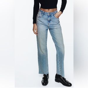 ZARA high rise straight blue jeans